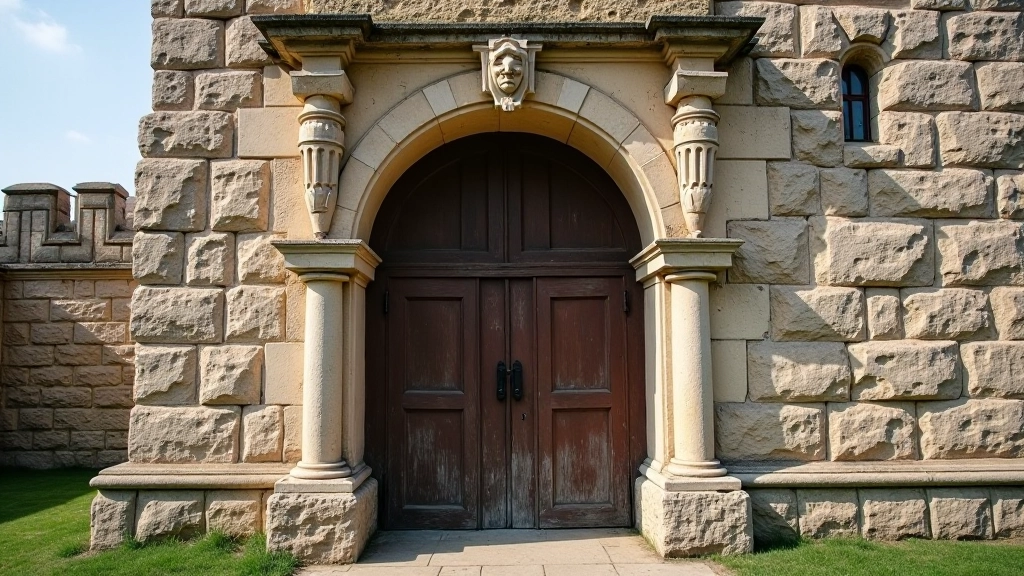 Ašmenos vartų detalė su akmeninėmis sienomis ir istorine architektūra